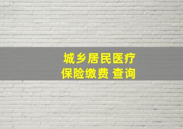 城乡居民医疗保险缴费 查询